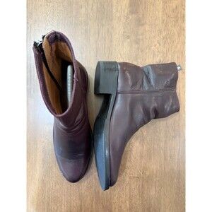 Vintage Frye Harness Ankle Boots Burgundy Leather Block Heel Moto Biker 9B EU40